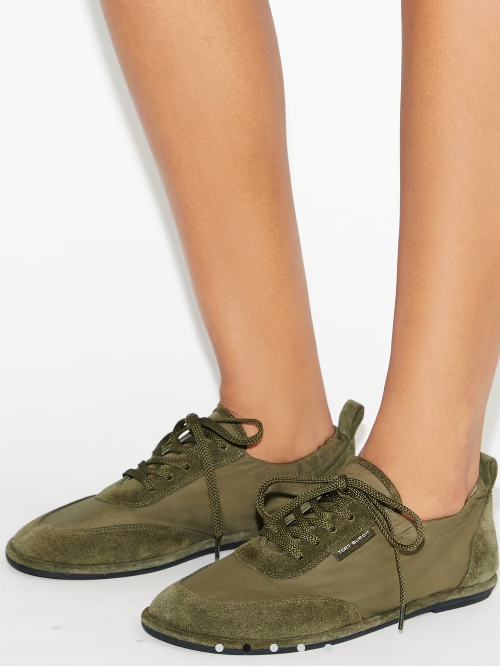 TORY BURCH BALLET SNEAKER OLIVE NYLON SUEDE MSRP $250 NWT Size 9.5